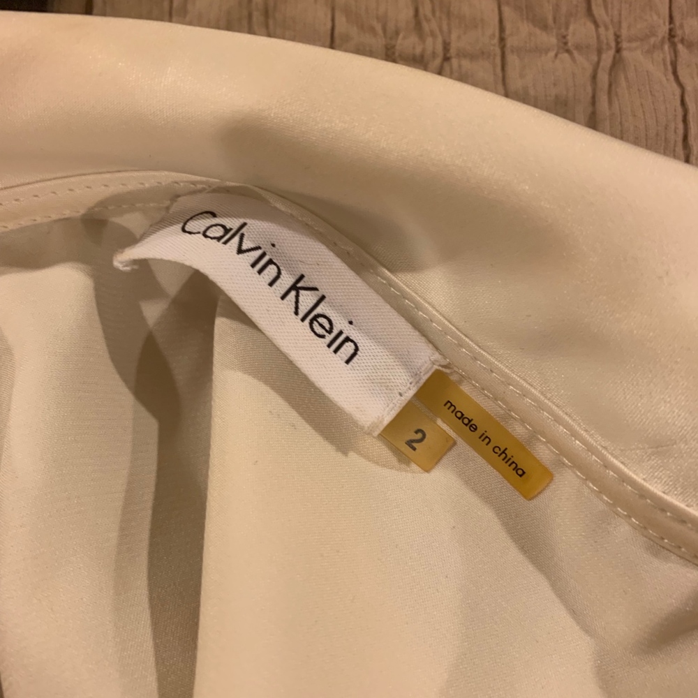 Calvin Klein Silk Women's Ivory Black Dress Size 2 - Picture 7 of 8